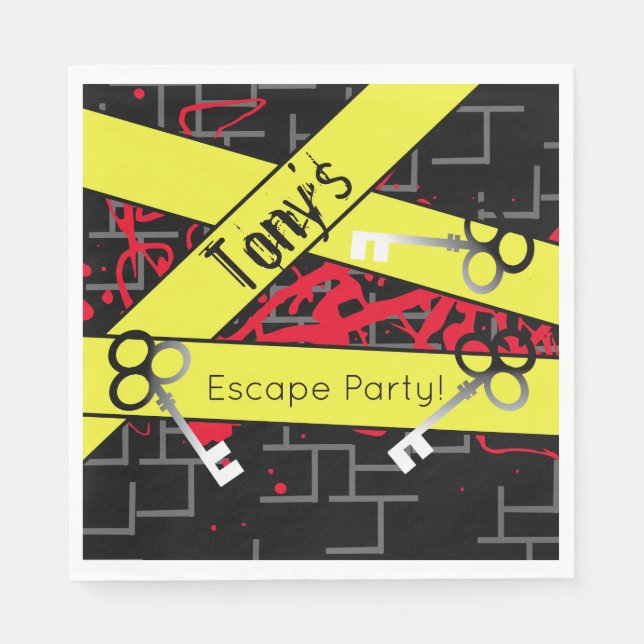 Serviette En Papier Evasion Fête Anniversaire Maze Keys Mystery Mix (Devant)