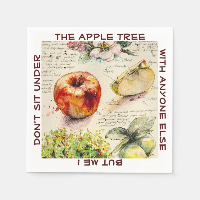 Serviette En Papier EVE Illustration peinte d'Apple (Devant)