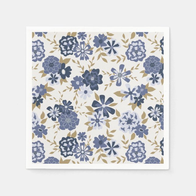 Serviette En Papier Événement botanique Fleurs Bleues Vignes (Devant)