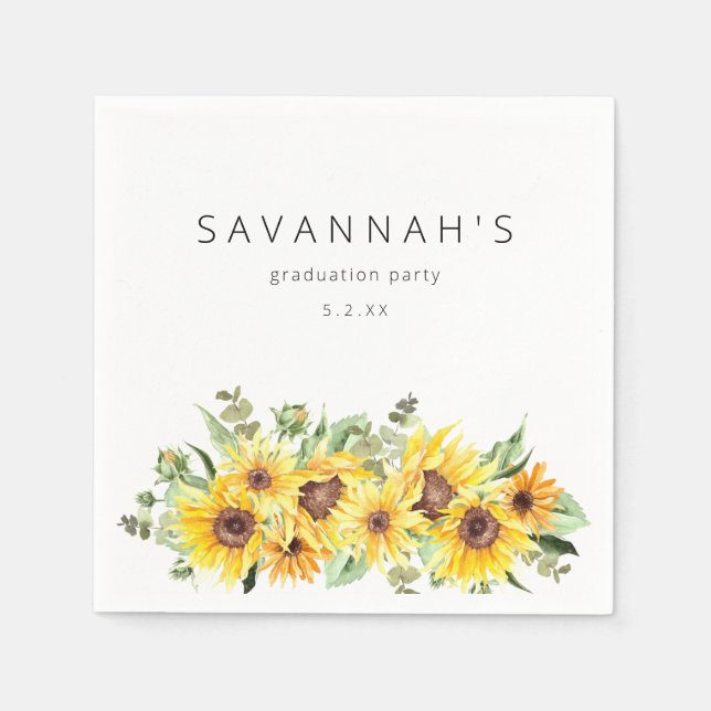 Serviette En Papier Événement de fête Sunflower & Eucalyptus Nom flora (Devant)