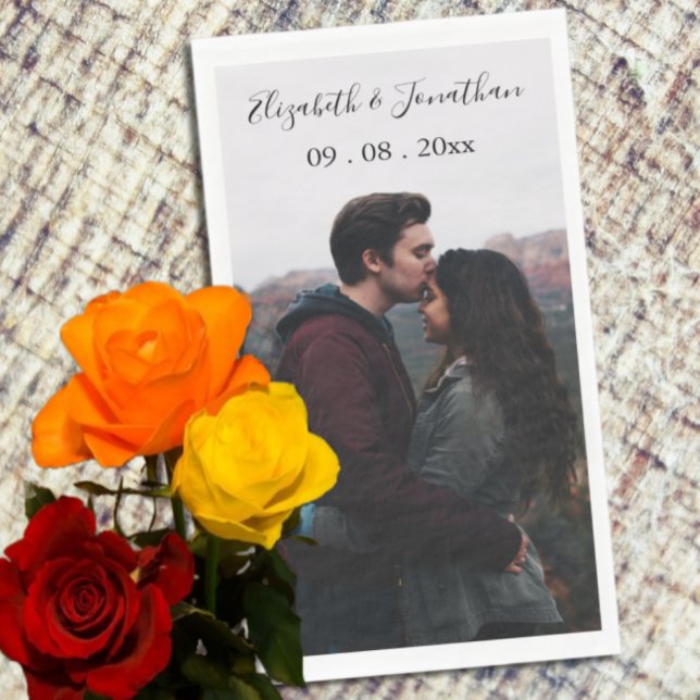 Serviette En Papier Événement de mariage avec photo personnalisée (Créateur téléchargé)