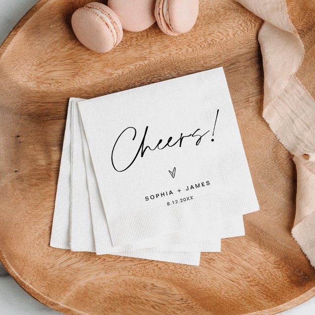 Serviette En Papier EVERLEIGH Minimalist Mariage Cheers Cocktail (Créateur téléchargé)
