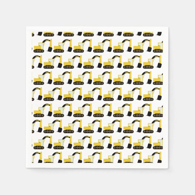 Serviette En Papier Excavadoras, fiesta de cumpleaños construcción (Devant)