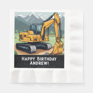 Serviette En Papier Excavateur Construction Équipement Digger Annivers