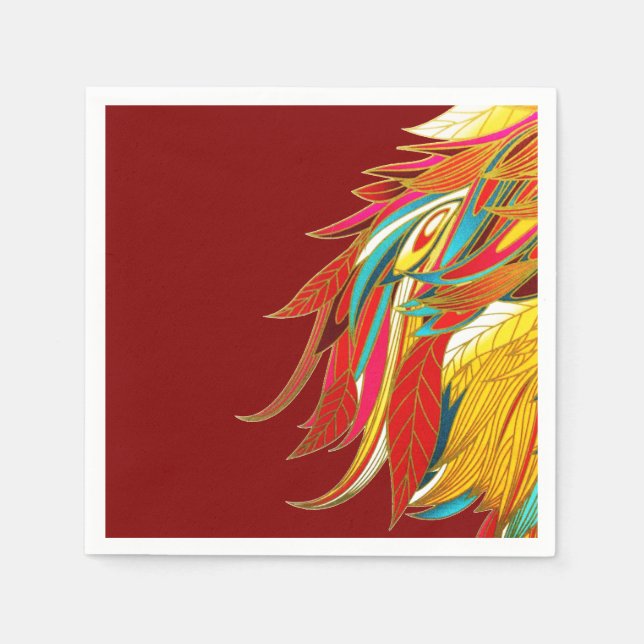 Serviette En Papier Exotic Feathers Red (Devant)