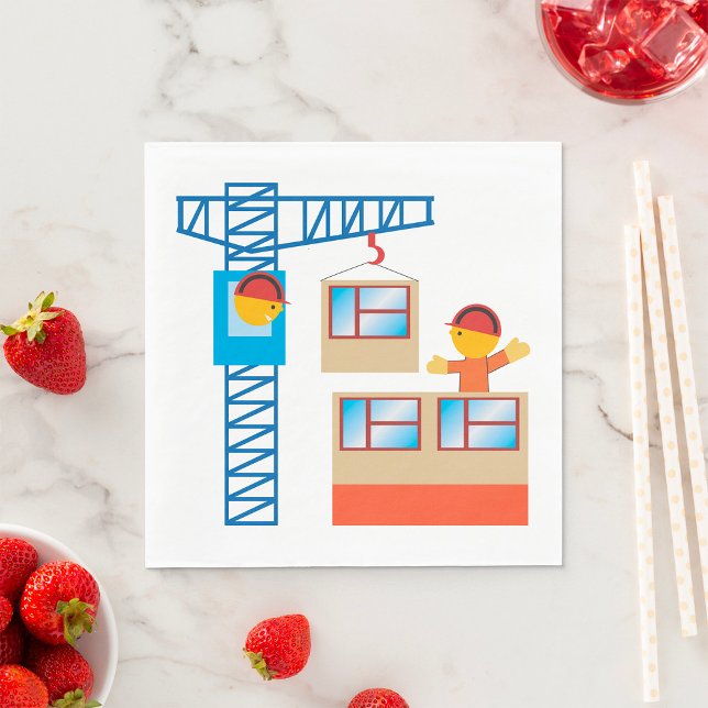 Serviette En Papier Exploitant De Grue Et Travailleur De Construction (Créateur téléchargé)