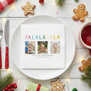 Serviette En Papier Fa La La Christmas 3 Photo Collage Cute Pastel