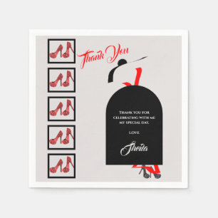 Serviette En Papier Fab Silhouette Chaussures Glam Rouge Noir Annivers