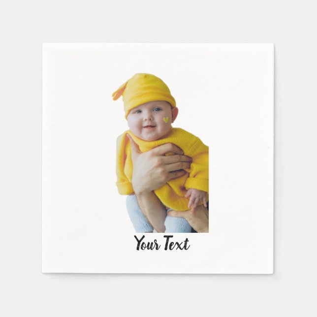 Serviette En Papier Fabriqué sur mesure - Ajouter une photo et du text (Devant)