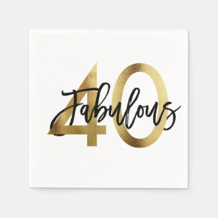 Serviette En Papier Fabuleux 40e   Anniversaire d'or chic moderne