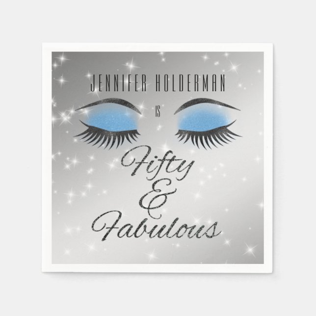Serviette En Papier Fabuleux 50 Black Blue Glam Eyes Papier serviettes (Devant)