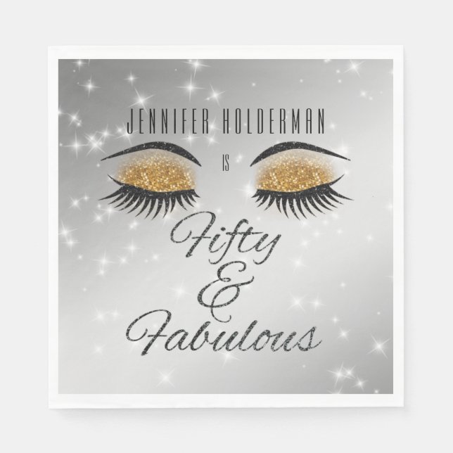Serviette En Papier Fabuleux 50 Black Gold Glam Eyes Papier serviettes (Devant)