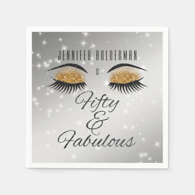 Serviette En Papier Fabuleux 50 Black Gold Glam Eyes Papier serviettes (Devant)