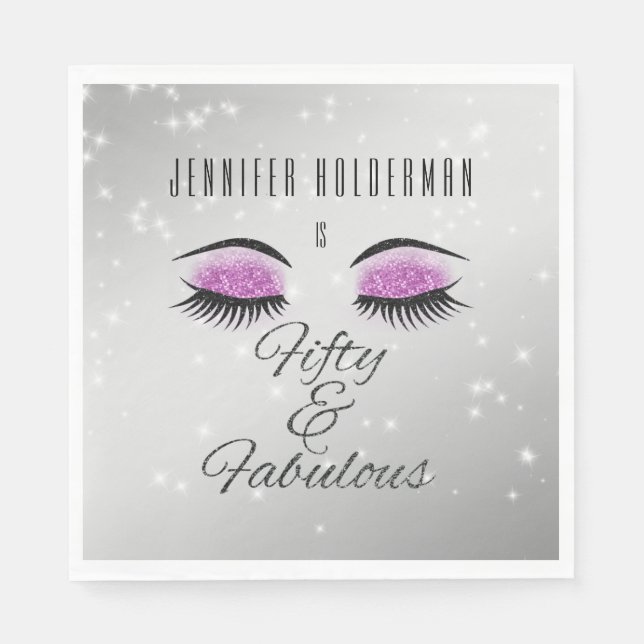 Serviette En Papier Fabuleux 50 Black Hot Pink Glam Eyes Lunch Napkins (Devant)