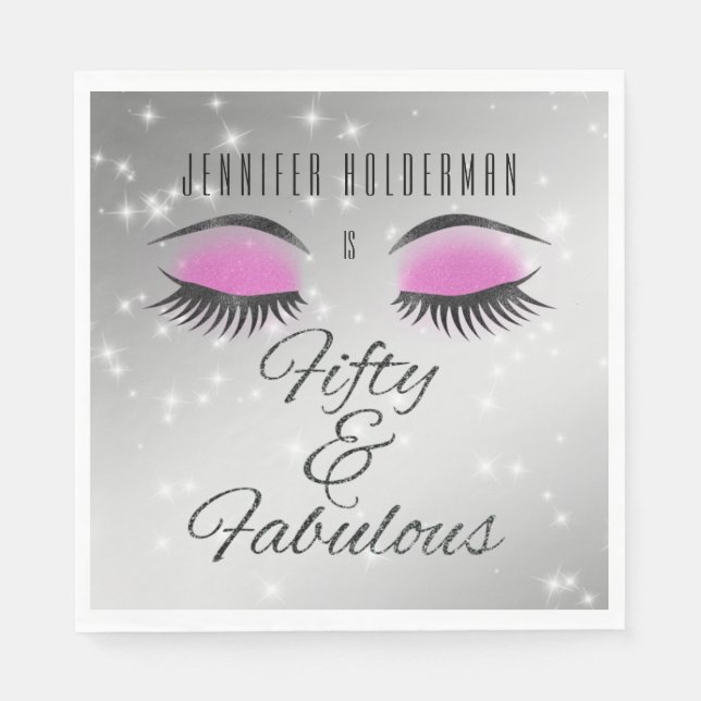 Serviette En Papier Fabuleux 50 Black Pink Glam Eyes Papier serviettes (Devant)
