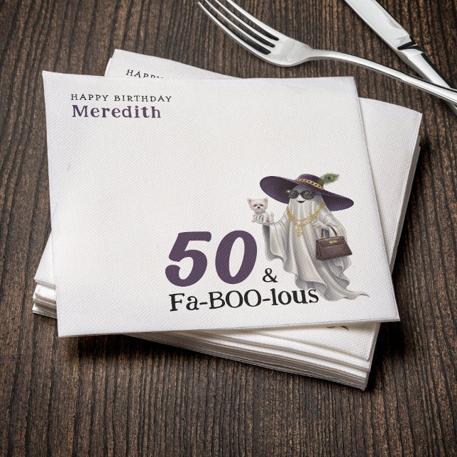 Serviette En Papier Fabuleux 50e anniversaire des femmes Fantômes d'Ha (Halloween Ghost Women's Fabulous 50th Birthday Napkins
)