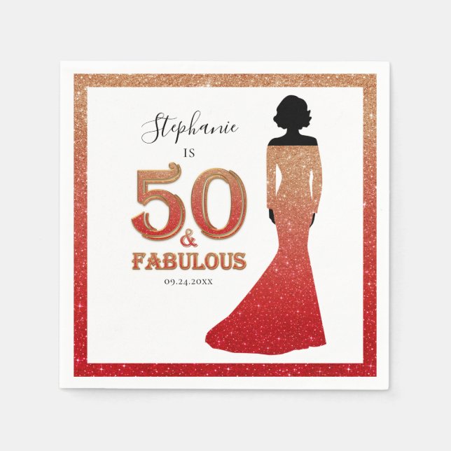Serviette En Papier Fabuleux 50e anniversaire Ombre Parties scintillan (Devant)