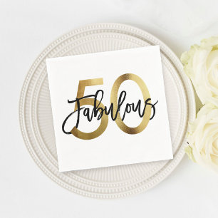 Serviette En Papier Fabuleux 50ème   Anniversaire d'or chic moderne