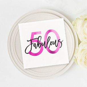 Serviette En Papier Fabuleux 50ème   Anniversaire moderne élégant rose