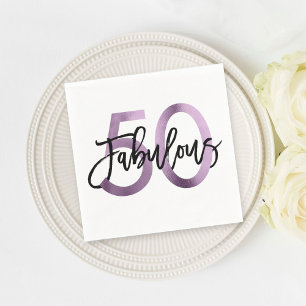 Serviette En Papier Fabuleux 50ème   Purple Lilac Elégant Anniversaire