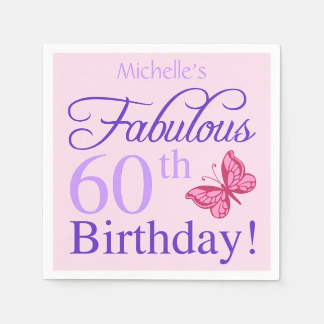 Serviette En Papier Fabuleux 60e anniversaire pour les femmes (Devant)