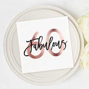 Serviette En Papier Fabuleux 60e Rose Gold Modern Elegant Anniversai
