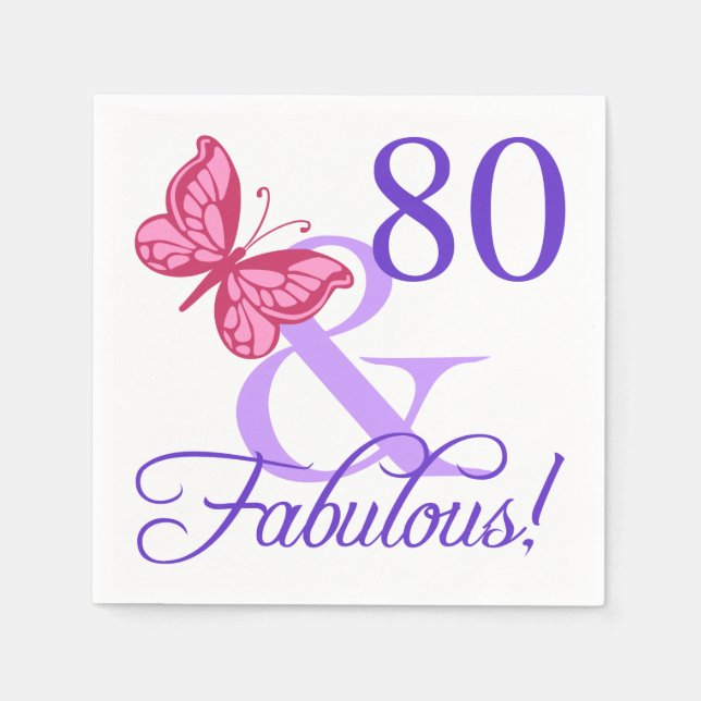 Serviette En Papier Fabuleux 80e anniversaire pour les femmes (Devant)