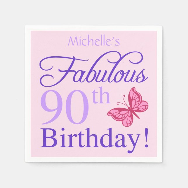 Serviette En Papier Fabuleux 90e anniversaire pour les femmes (Devant)
