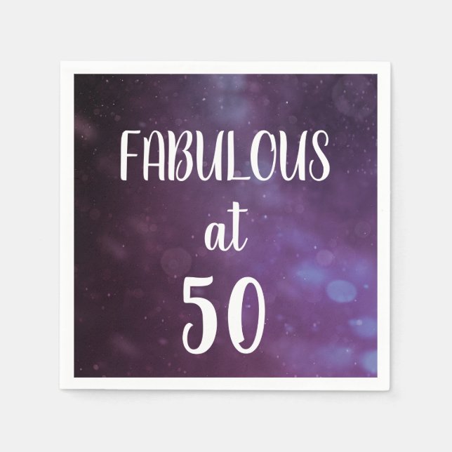 Serviette En Papier Fabuleux à 50 serviettes violettes d'anniversaire (Devant)