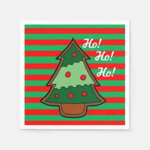 Serviette En Papier Fâcheux rayures et sapin de Noël