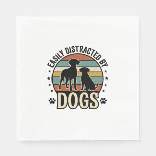 Serviette En Papier Facilement distrait par les chiens Design silhouet
