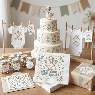 Serviette En Papier Faire-part de Baby Shower Rétro Canard & Oison