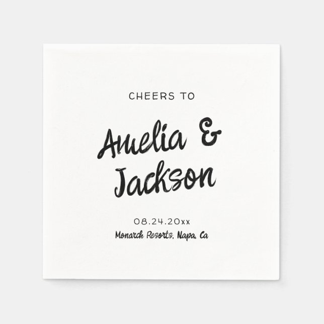 Serviette En Papier Faire-part de mariage à main fantaisie (Devant)