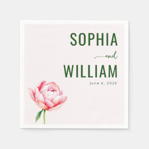 Serviette En Papier Faire-part de mariage floral rose serein