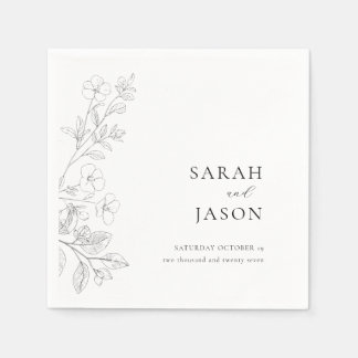 Serviette En Papier Faire-part de mariage minimaliste floral