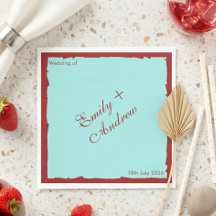 Faire-part de mariage moderne Aqua Teal et rouge f