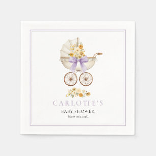 Serviette En Papier Faire-part de naissance Vintage Blue Carriage pers