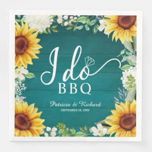 Serviette En Papier Faire un BBQ Tournesols Rustiques Mariage Civil Pa