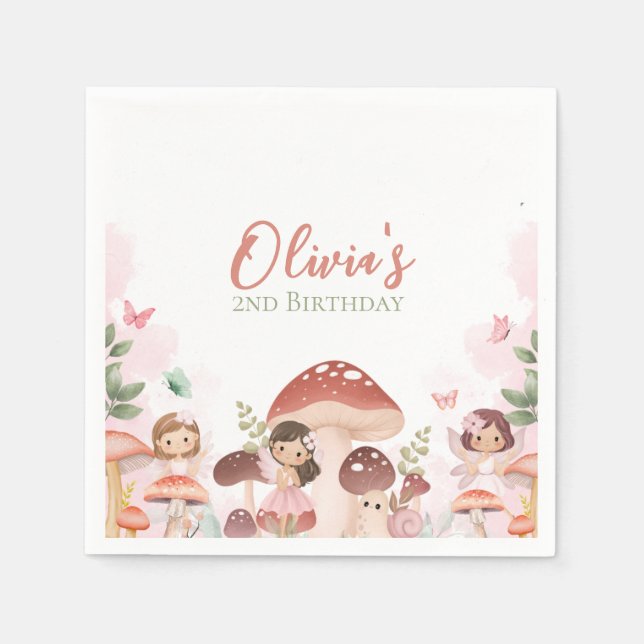 Serviette En Papier Fairy Birthday, Enchanted Whimsical Garden Forest (Devant)
