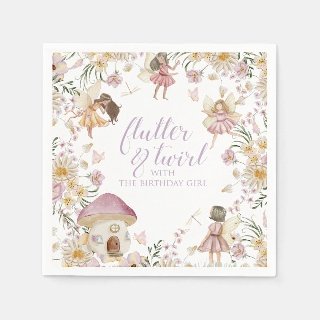 Serviette En Papier Fairy fleur sauvage anniversaire (Devant)