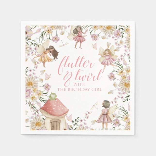 Serviette En Papier Fairy fleur sauvage anniversaire (Devant)
