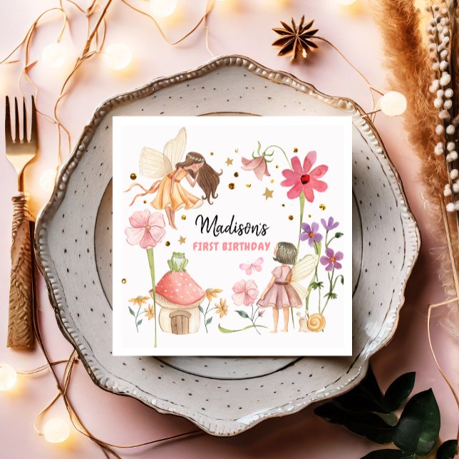 Serviette En Papier Fairy Party Enchanted Forêt Jardin Fée Anniversair (Créateur téléchargé)