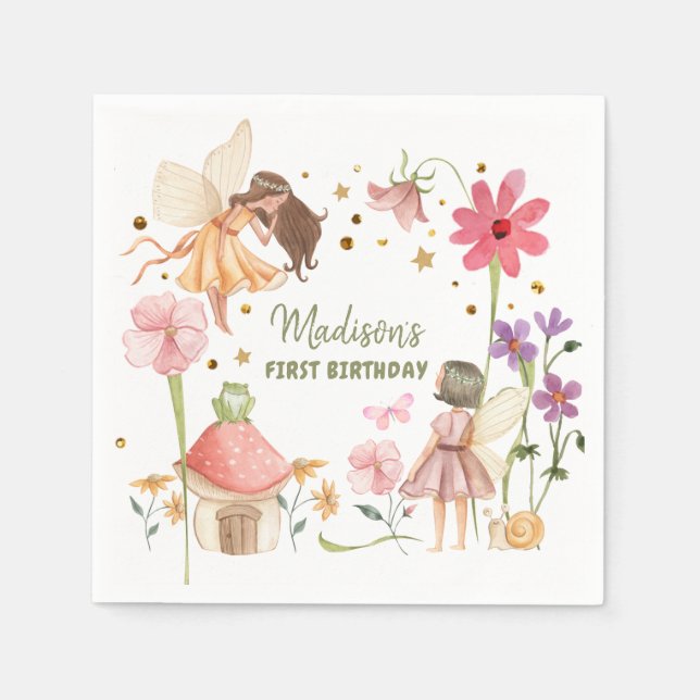 Serviette En Papier Fairy Party Enchanted Forêt Jardin Fée Anniversair (Devant)