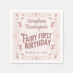 Serviette En Papier Fairy Premier anniversaire Pink Sweet Girls Annive
