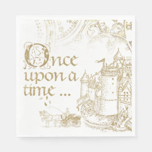 Serviette En Papier Fairy Tale Thème Château Carriage Or