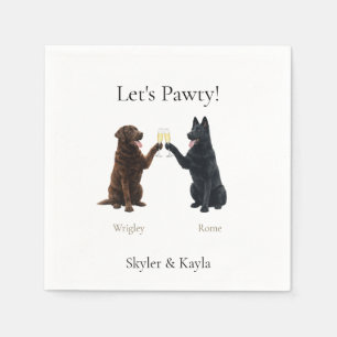 Serviette En Papier Faisons la fête ! 2 animaux personnalisés Champagn