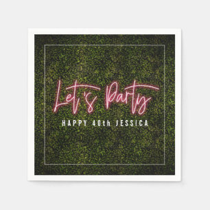 Serviette En Papier Faisons la fête rose Neon Boxwood Anniversaire