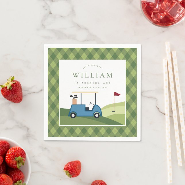 Serviette En Papier Faisons par Tee Golf Jacquard Motif Premier annive (En situation)