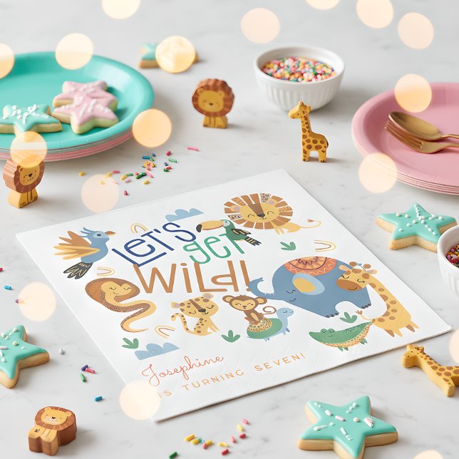 Serviette En Papier Faisons un safari sauvage animaux anniversaires de (Créateur téléchargé)