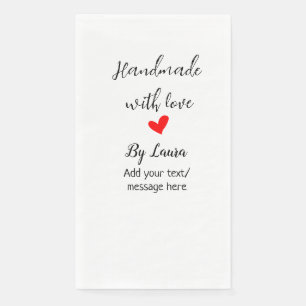 Serviette En Papier Fait à la main avec amour ajouter nom message d'en